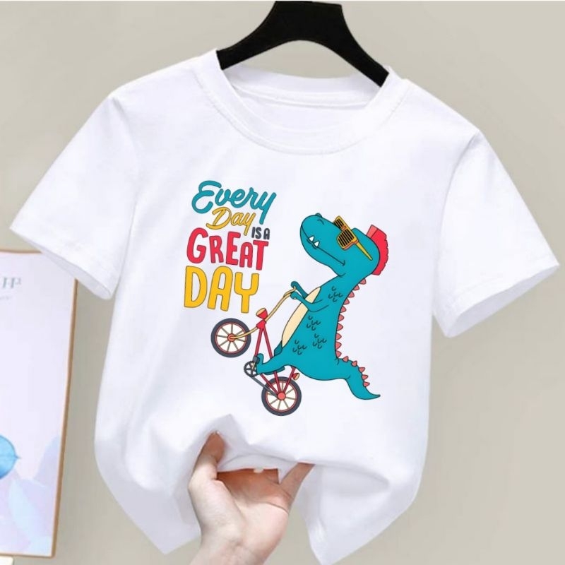 DUNIA.OBLONG-Kaos Anak Unisex Gambar Dino Every Day Baju Anak Laki Laki Dan Perempuan Kaos Distro Anak Cowok/Cewek