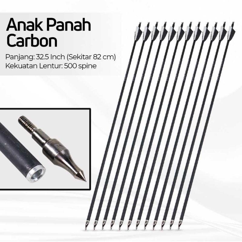 ACCMOS Anak Panah Carbon Arrow 32.5 Inch 500 Spine 12 PCS - CE31