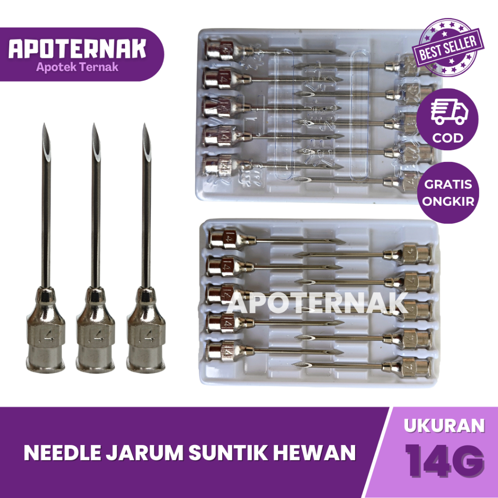 1 PACK JARUM SUNTIK HEWAN isi 10 pcs dan 12 pcs Ukuran Lengkap | Needle | Jarum Suntik Hewan Sapi, Kambing, Kuda, Babi, Anjing, Kucing, Ayam, Unggas, dll | Needle JARUM 7G 9G 12G 14G 16G 17G 18G 20G 21G 22G