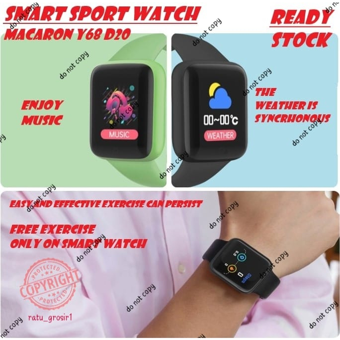 Jam Tangan Smart Watch Macaron Colour Watch Sport Heart Rate Monitoring Tracker