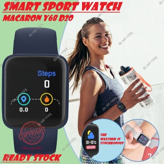 Jam Tangan Smart Watch Macaron Colour Watch Sport Heart Rate Monitoring Tracker