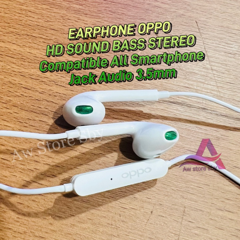 Earphone oppo HD Microphone Audio Bass Stereo Headset Oppo A5/A9/A52/A92/A33/A53/A54/A15/A16/A17/A96/Reno 2/2F/3/4/4F/5/5F/6