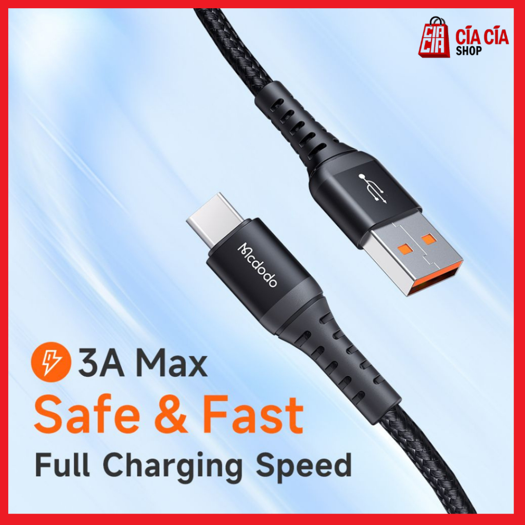 MCDODO CA-2271 Kabel USB Type C 3A Fast Charging Data Kabel USB C Quick Charge QC4.0 Nylon Braided