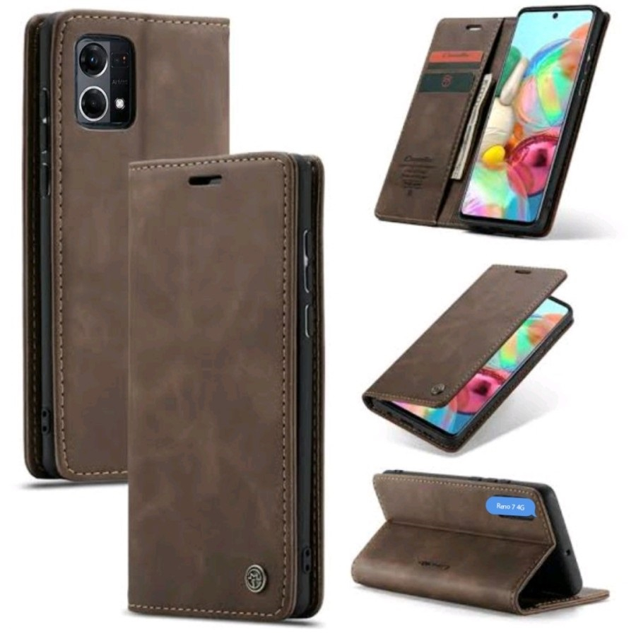 Oppo Reno 7 4G LEATHER FLIP WALLET CASE DOMPET MAGNETIC COVER CASEME