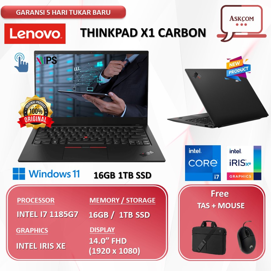 Laptop Business Lenovo ThinkPad X1 Carbon Touch I7 1185G7 16GB 1TBSSD W11PRO 14.0FHD IPS