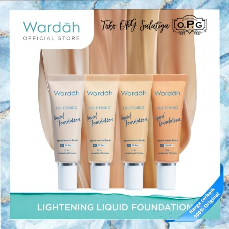 WARDAH Lightening Liquid Foundation Natural Coverage - Alas Bedak Wardah Shade 01 Light Beige - 02 B
