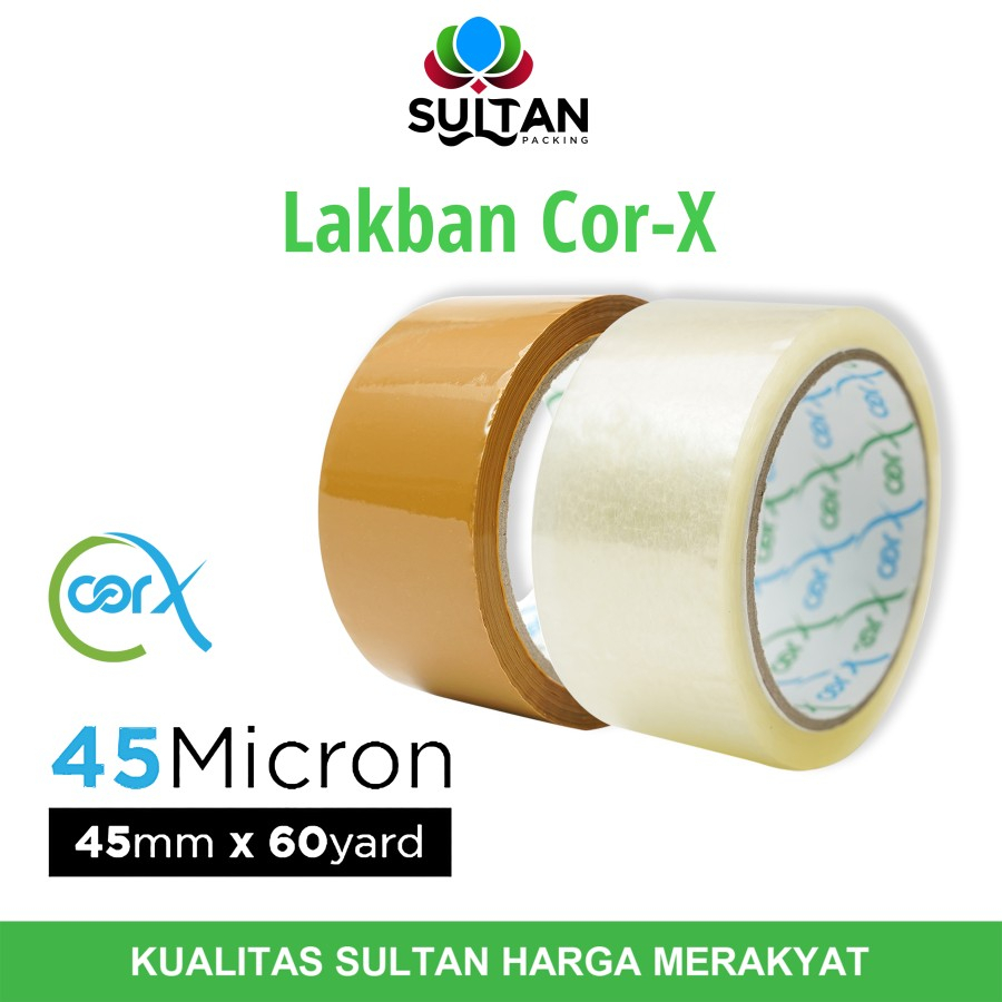 

Lakban 45mm x 60yard CorX Plakban isolasi OPP Tape SATUAN TERMURAH