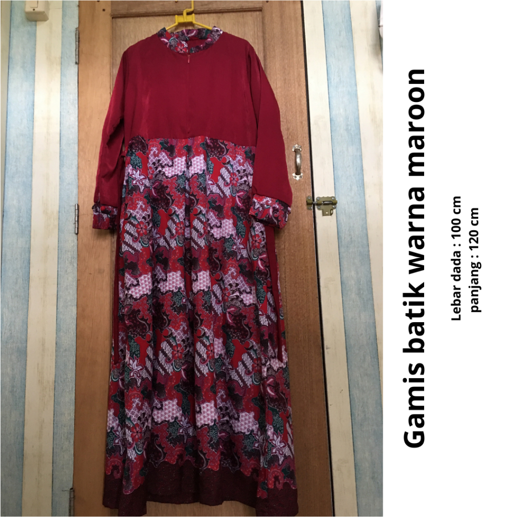 Gamis maroon batik preloved