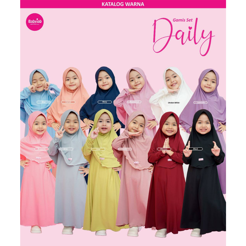 Babyjab Gamis set Daily  Hijab Anak Bayi  Size XL - Baby Jab Setelan Gamis Anak Perempuan 1 2 3 4 5 6 7 Tahun