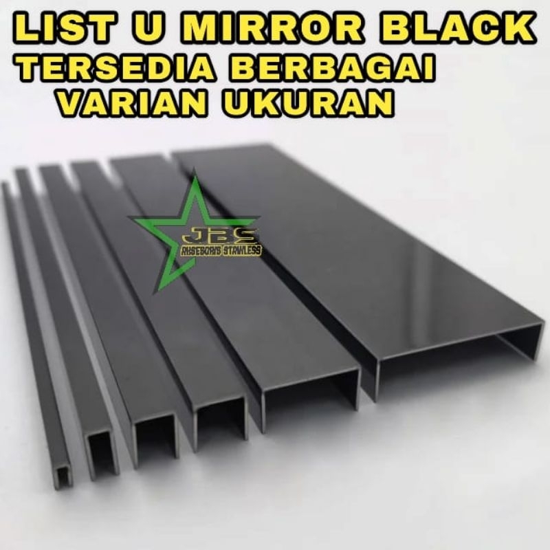 LIST U BLACK MIRROR 20×40×20×3.050MM T. 0,8MM STAINLESS 201 - LIST INTERIOR