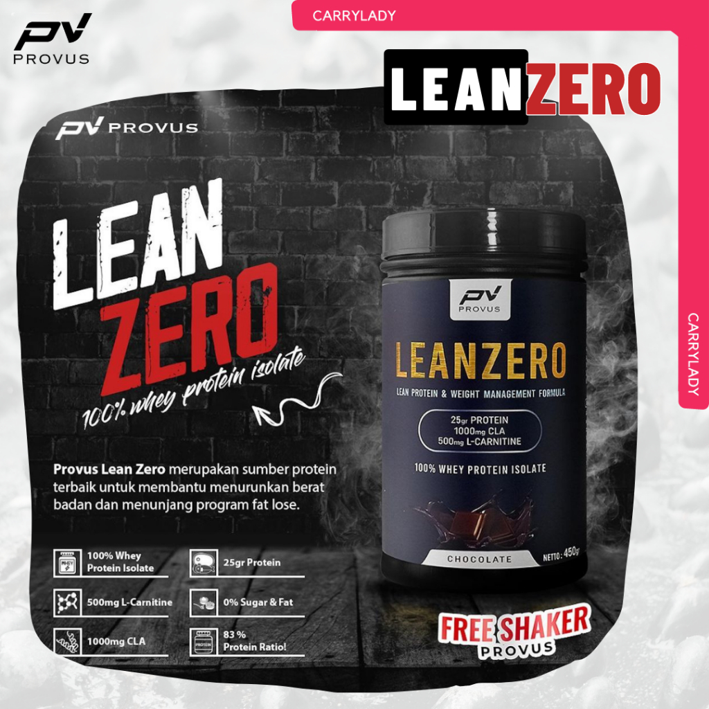 Provus Lean Zero Isolate Whey Protein Dan Fat Burner Lost Weight Formula 15 Servings 450 gr Susu Fitness Diet