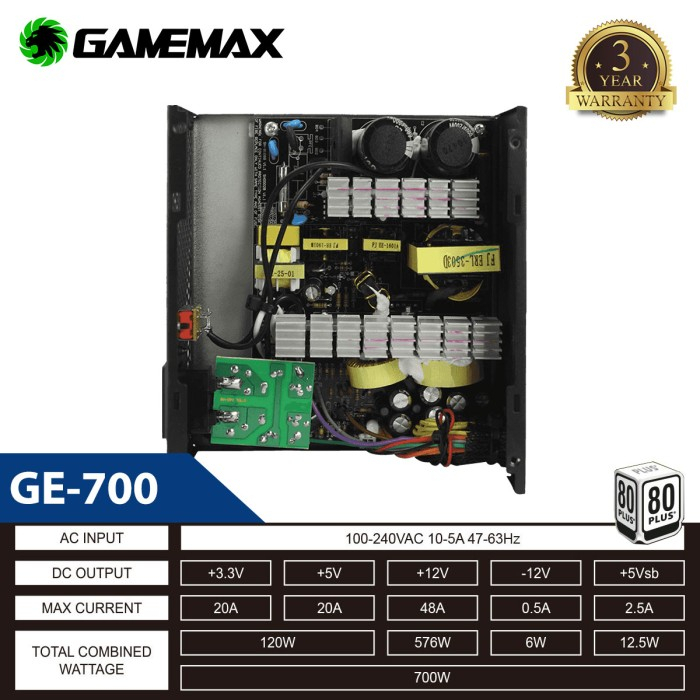 Power Supply Gamemax GE-700 80Plus Value Gaming - PSU 700Watt