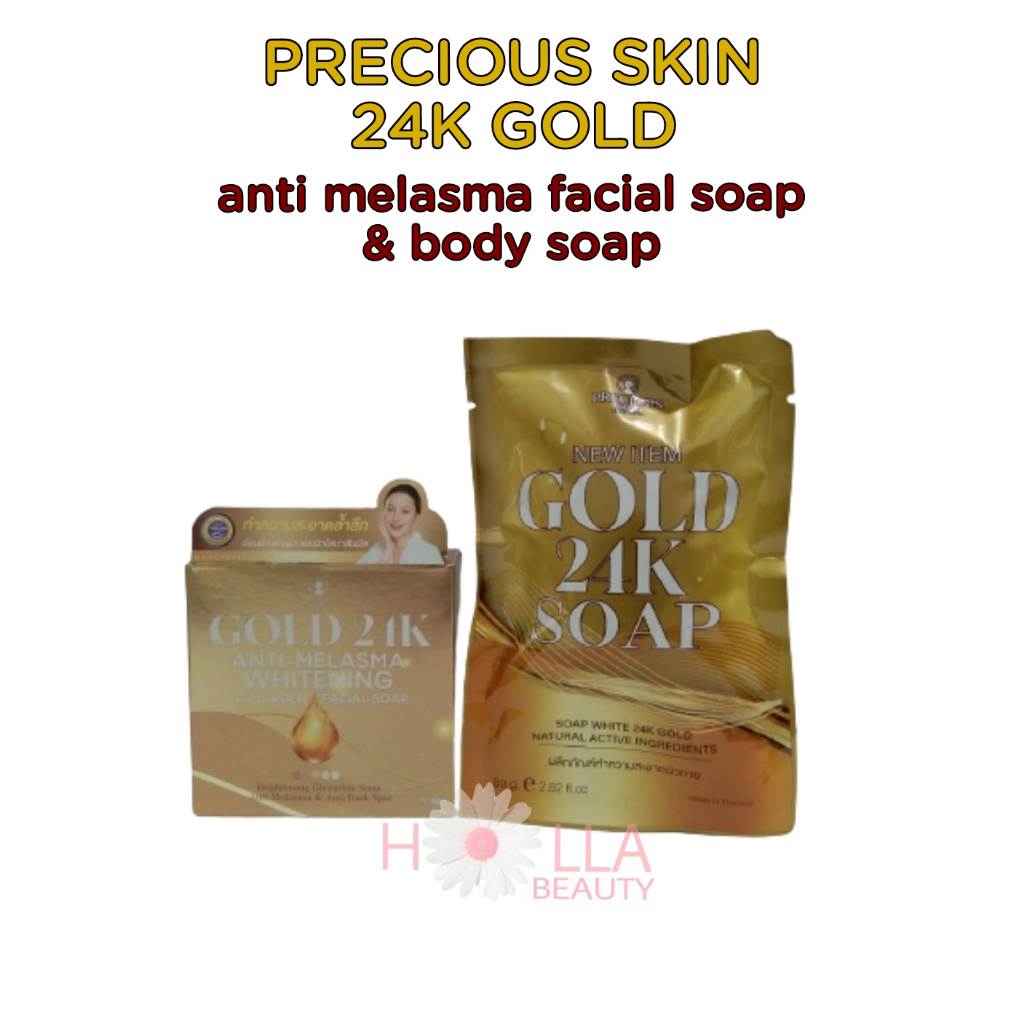 Precious Skin 24K Gold Soap 80Gr / 24K GOLD WHITENING Anti Melasma Facial Soap 50Gr