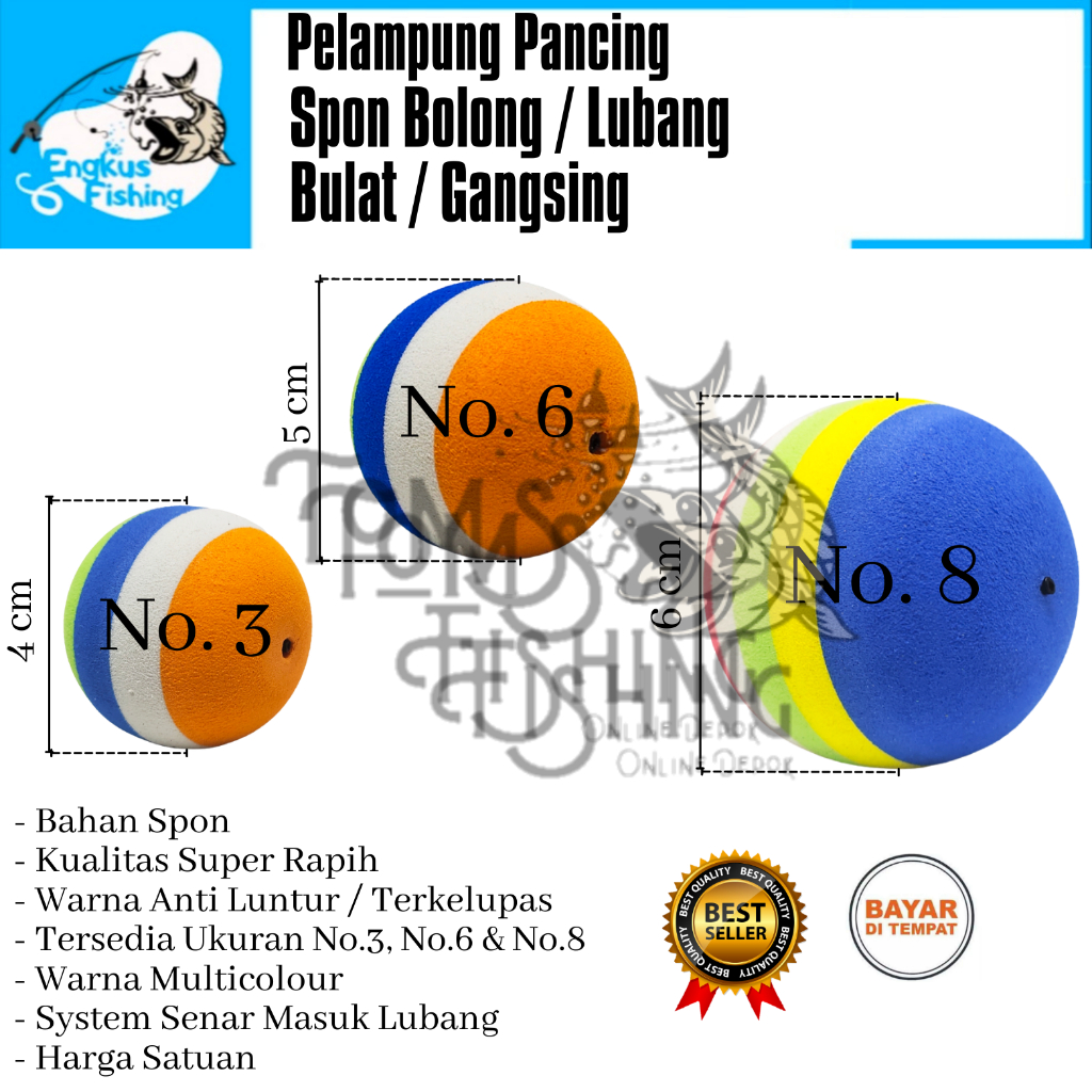 Pelampung Pancing Spon Busa Lubang Bolong Bulat / Gangsing (S, M, L) Murah Berkualitas - Engkus FIshing