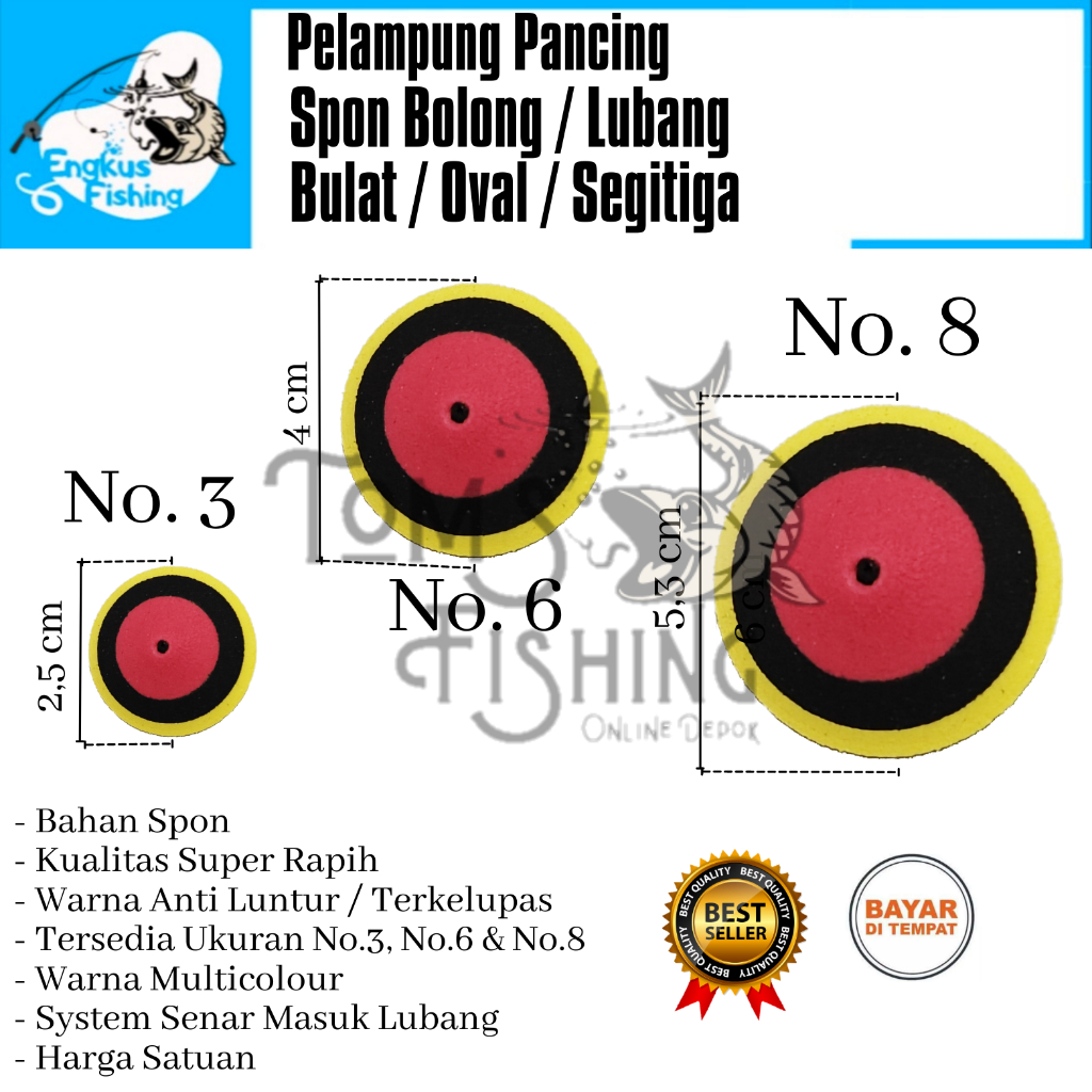 Pelampung Pancing Spon Busa Lubang Bolong Bulat / Gangsing (S, M, L) Murah Berkualitas - Engkus FIshing