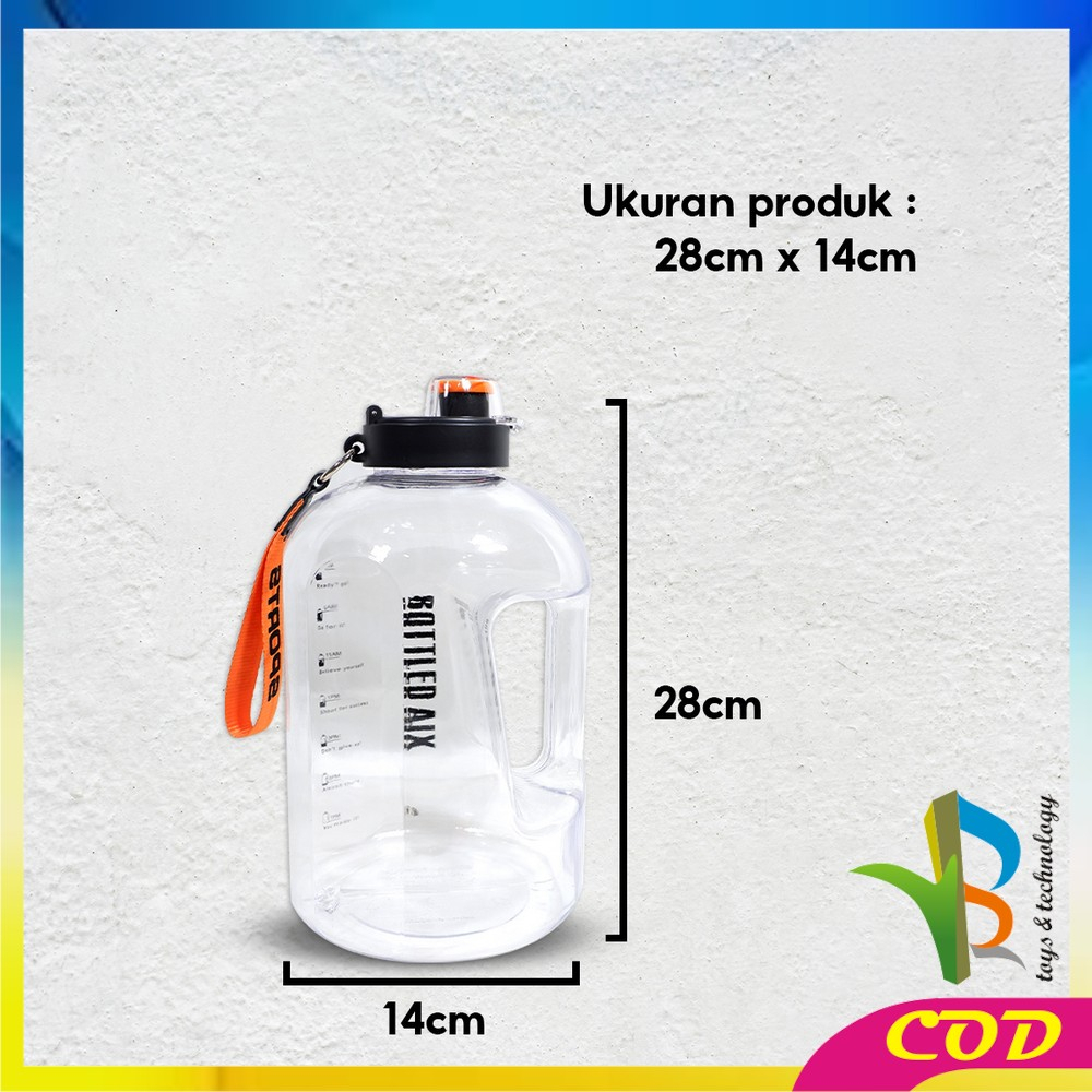 RB-C470 Botol Minum Transparan 2200ML Tumblr Botol Gym Bottle / Tempat Botol Minum Olahraga Ukuran Besar BPA FREE