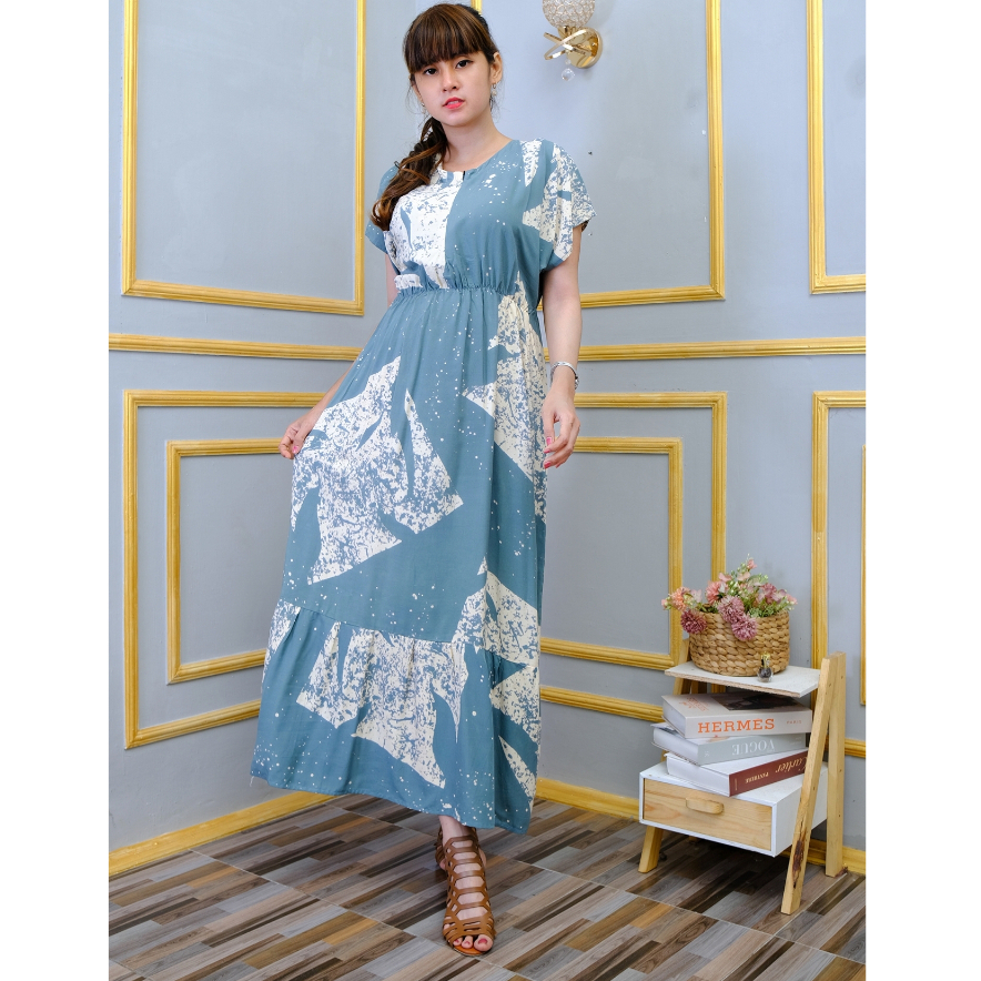 Samisha Home Dress Rayon Wanita Kekinian Panjang Semata Kaki