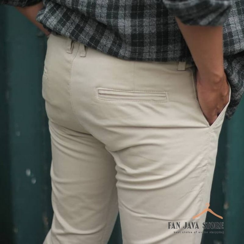 Chino Panjang Cream slim Fit Melar 28-38 Premium Original