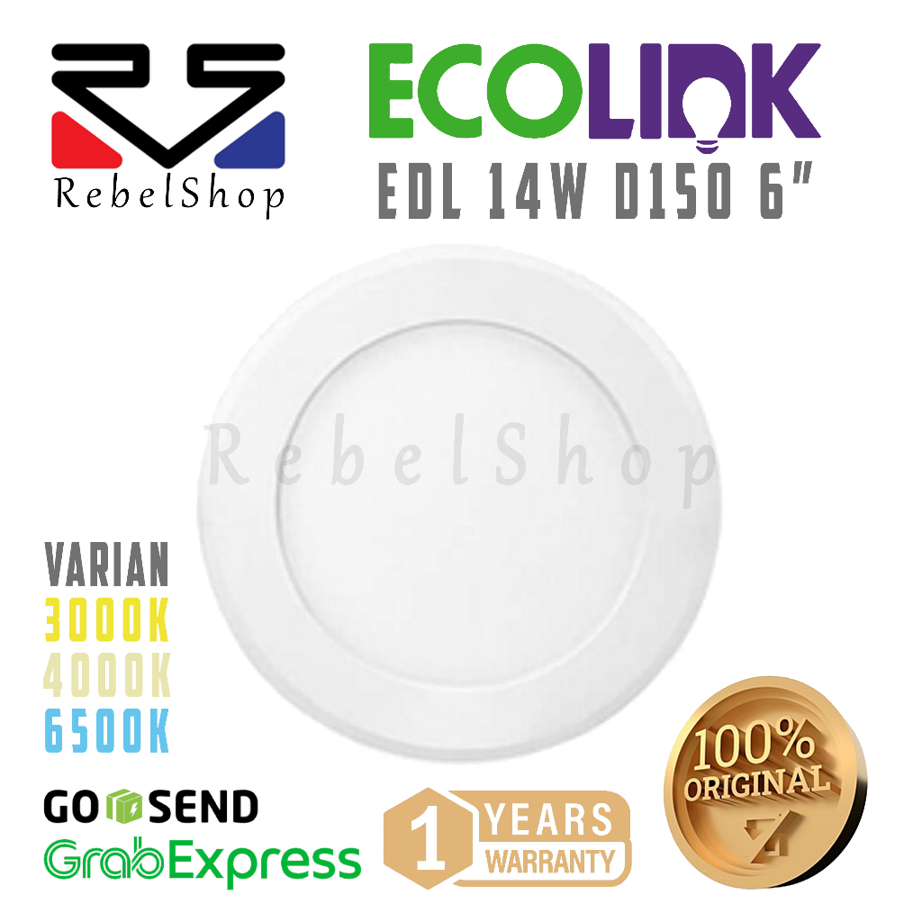 Lampu Ecolink LED Downlight EDL190B 14 Watt Bulat - 14W 14 Watt 14Watt