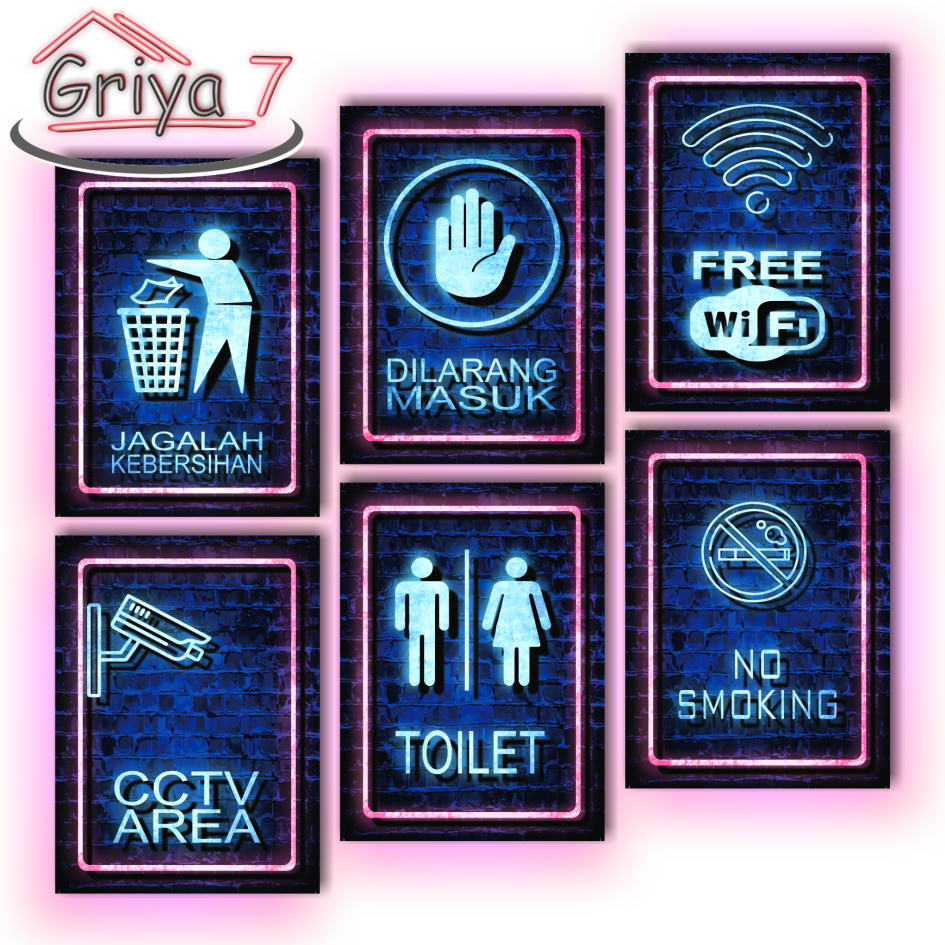 (COD) HIASAN DINDING TANDA PERINGATAN  SIGN  TOILET  FREE WIFI  JAGALAH KEBERSIHAN CCTV AREA