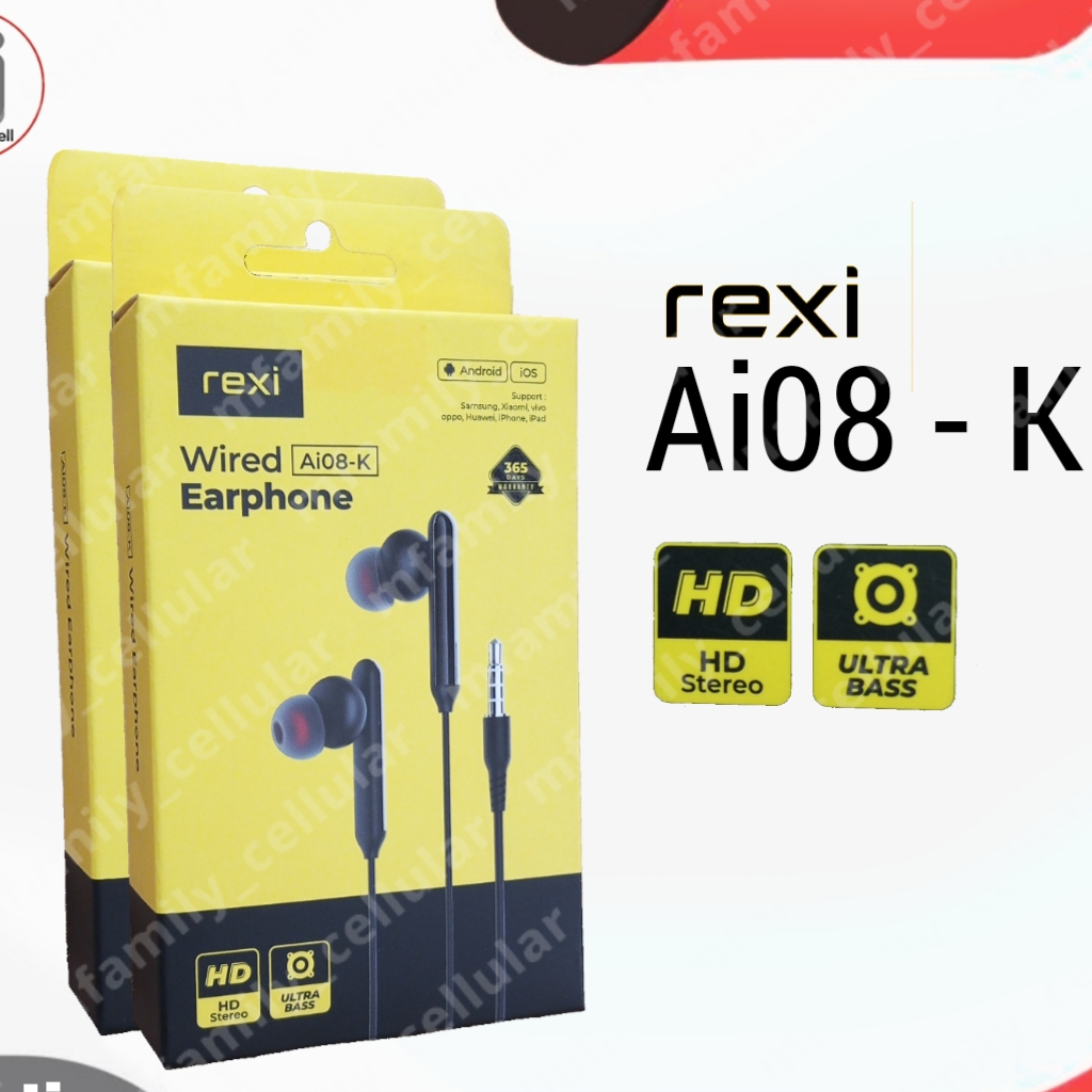 Earphone Headseat Handsfree Wired Gaming Ultra Bass Rexi Ai08-K