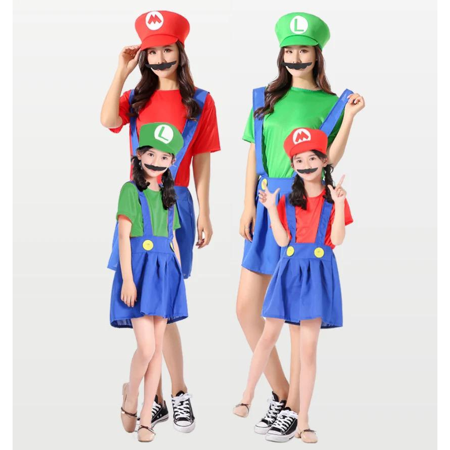 KOSTUM ONESIE SUPER MARIO LUIGI IMPOR ANAK DEWASA