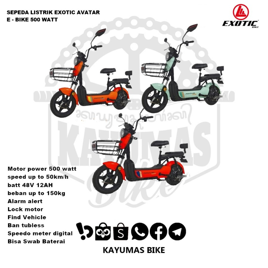 SEPEDA LISTRIK EXOTIC AVATAR 500 WATT E - BIKE ELECTRIC BIKE