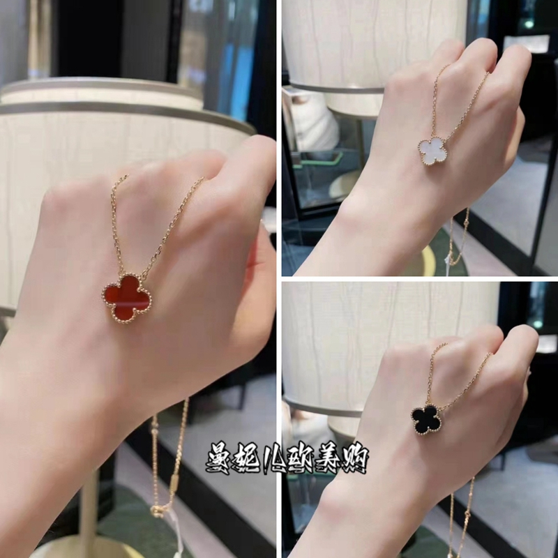 17K  Emas asli】  --1.9gram Kalung van klip Emas Rosegold model L*V cantik manis awet lucu