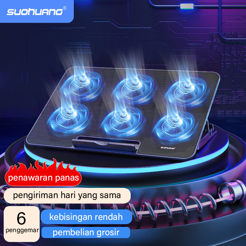 pendingin laptop Cooling Fan Laptop Gaming RGB Kipas Fan Pendingin Laptop Portable 6 Fan Adjustable