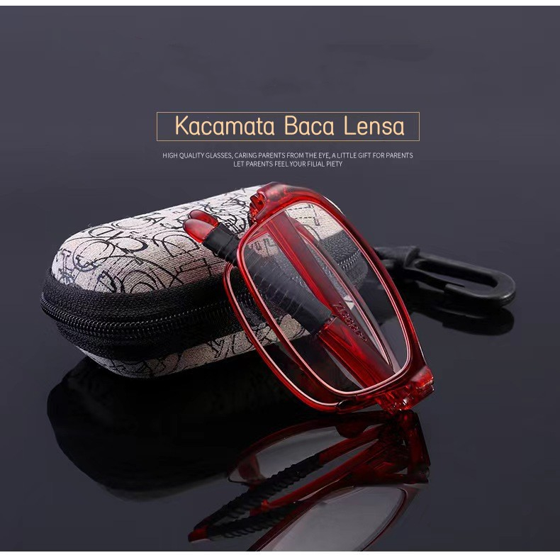 Kacamata Baca Lipat Lensa Plus Anti Radiasi+1.00 s/d+4.00 Kacamata Pria Folding Reading Glasses (Free Pocket)