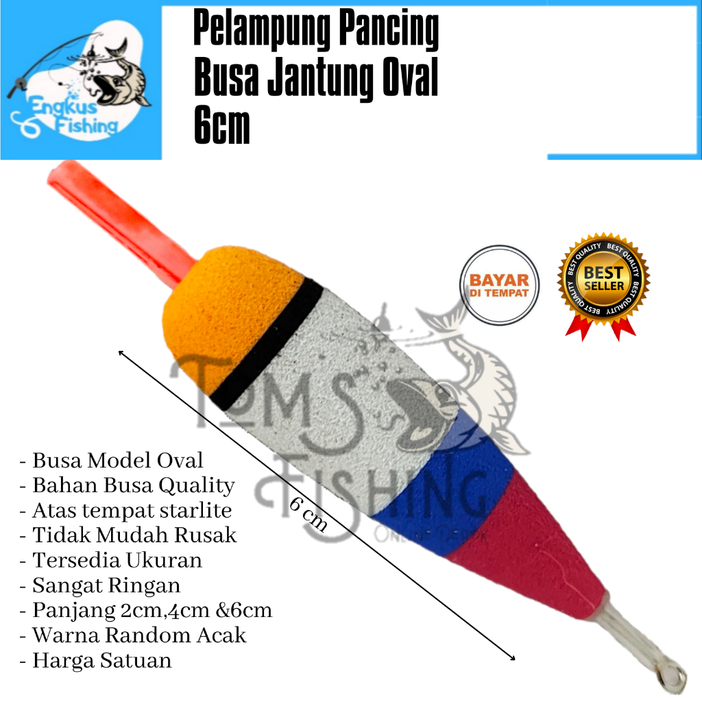 Pelampung Pancing Starlite Busa Spoon Jantung Oval (2cm,4cm &amp; 6cm) Satuan Murah - Engkus Fishing