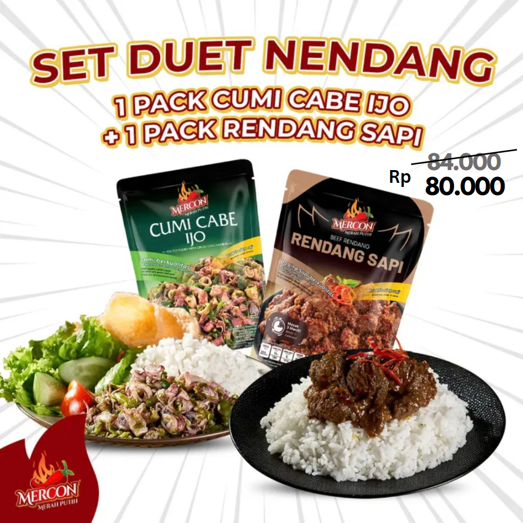 

MERCON MERAH PUTIH SET DUET NENDANG CUMI CABE IJO + RENDANG