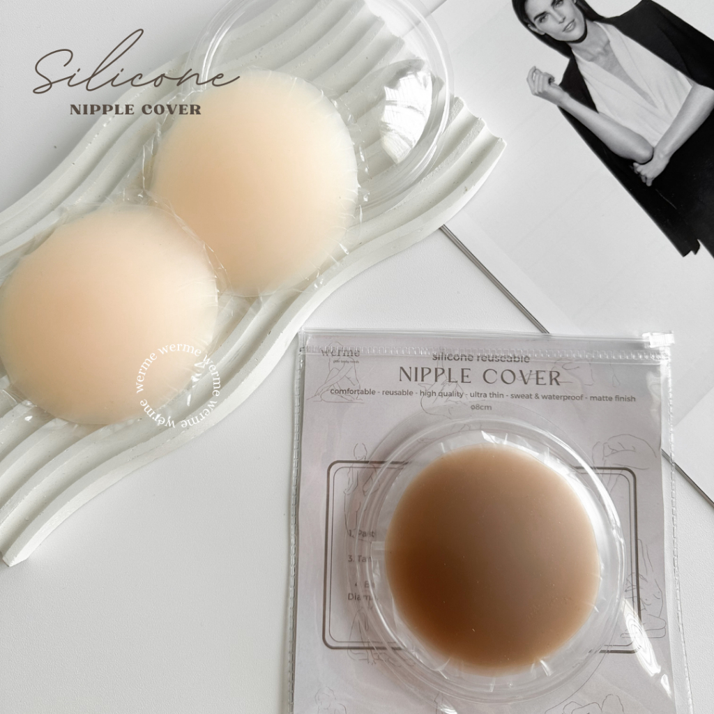 WERME SILICONE NIPPLE COVER DENGAN LEM (Penutup puting payudara, silicone bra, bra tempel, perekat tubuh, pelengkap bra tape)