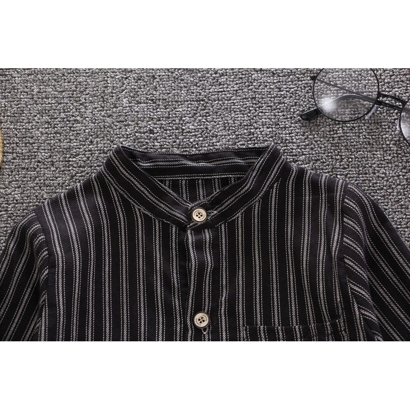 NEW kemeja atasan anak - anak model teebaru korea style baju anak kemeja garis garis model elegan model casual kemeja garis hitam dan garis putih kemeja terbaru atasan anak kemeja murah bagus kemeja menarik