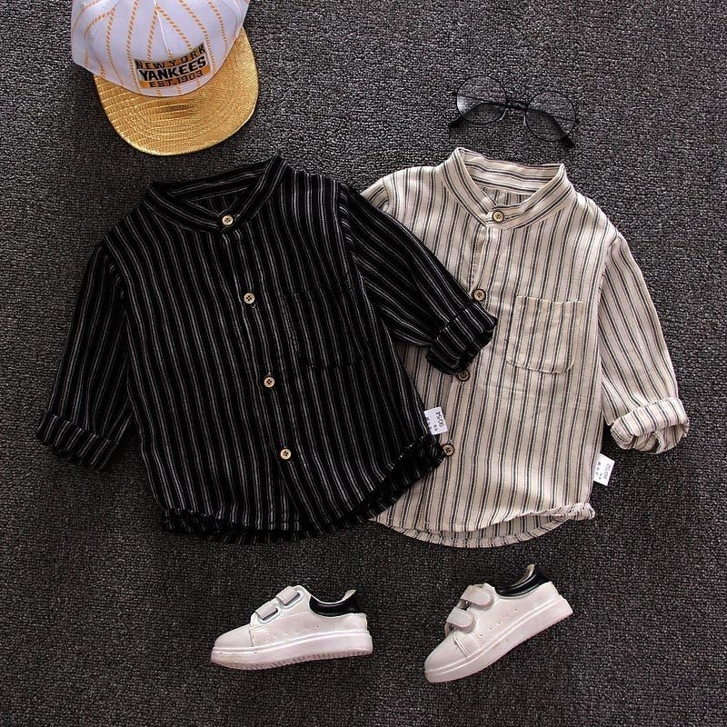 NEW kemeja atasan anak - anak model teebaru korea style baju anak kemeja garis garis model elegan model casual kemeja garis hitam dan garis putih kemeja terbaru atasan anak kemeja murah bagus kemeja menarik