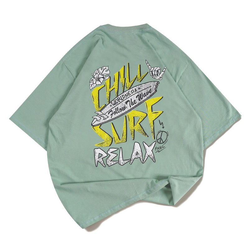 [N01186] T-shirt Oversized Distro Motif CHILL SURF RELAX