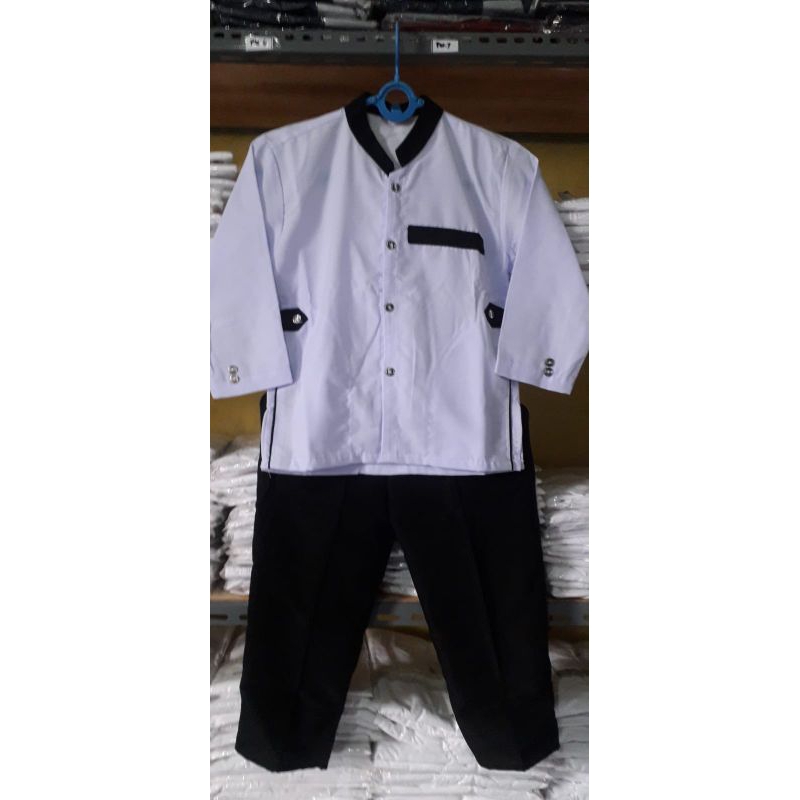 baju Koko anak model jasko putih hitam