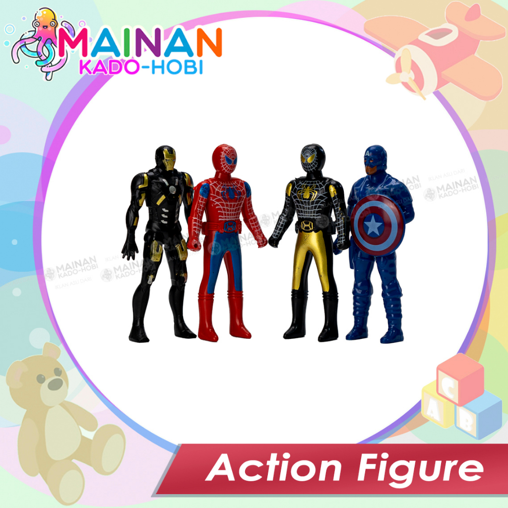 HADIAH ULANG TAHUN ANAK MAINAN ANAK MINIATUR ACTION FIGURE SUPERHERO AVENGERS SPIDERMAN CAPTAIN AMERICA IRON MAN