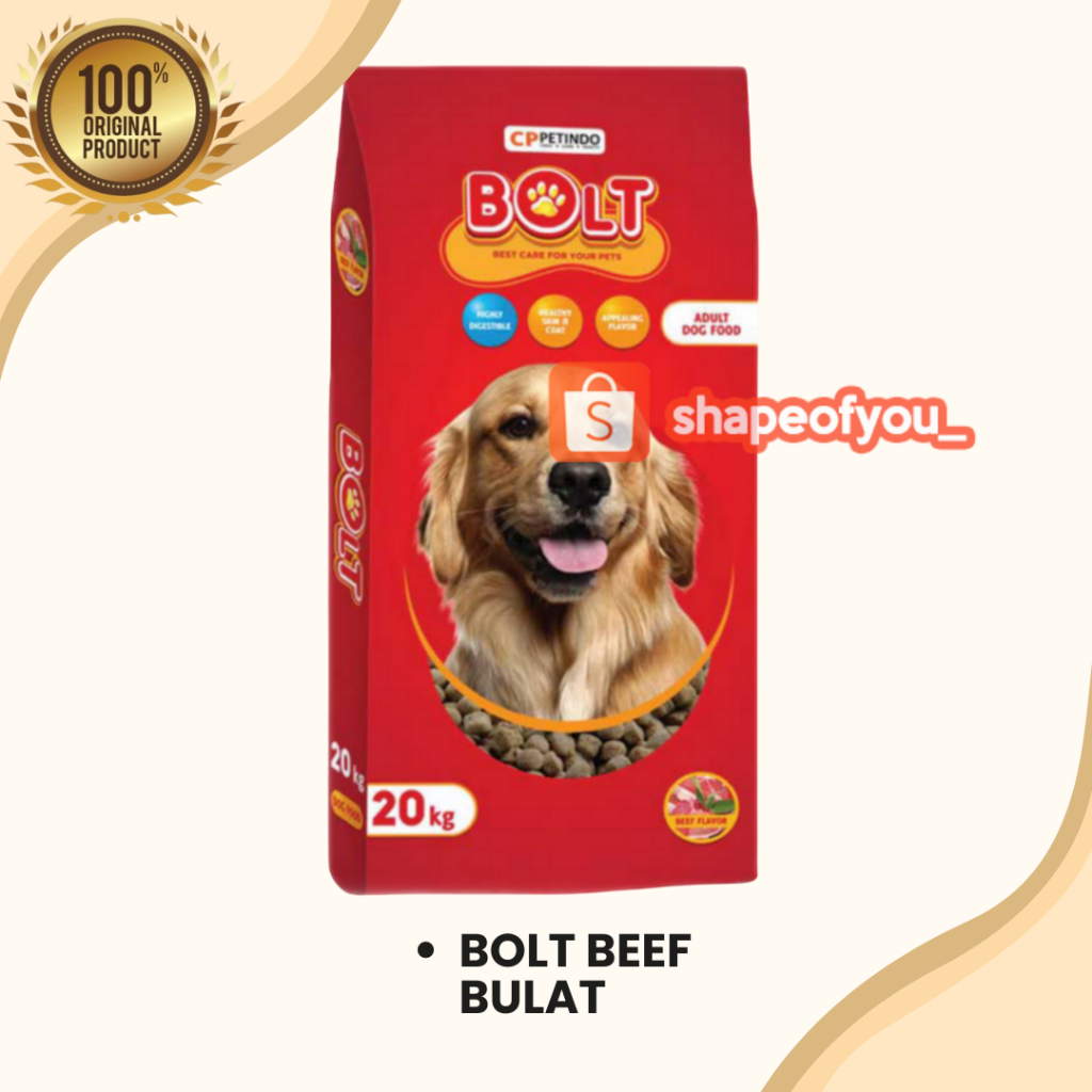 Bolt Dog 1kg Makanan Kering Anjing 800gr Dry Food Repack Freshpack Bolt Bulat Segitiga Beef Lamb