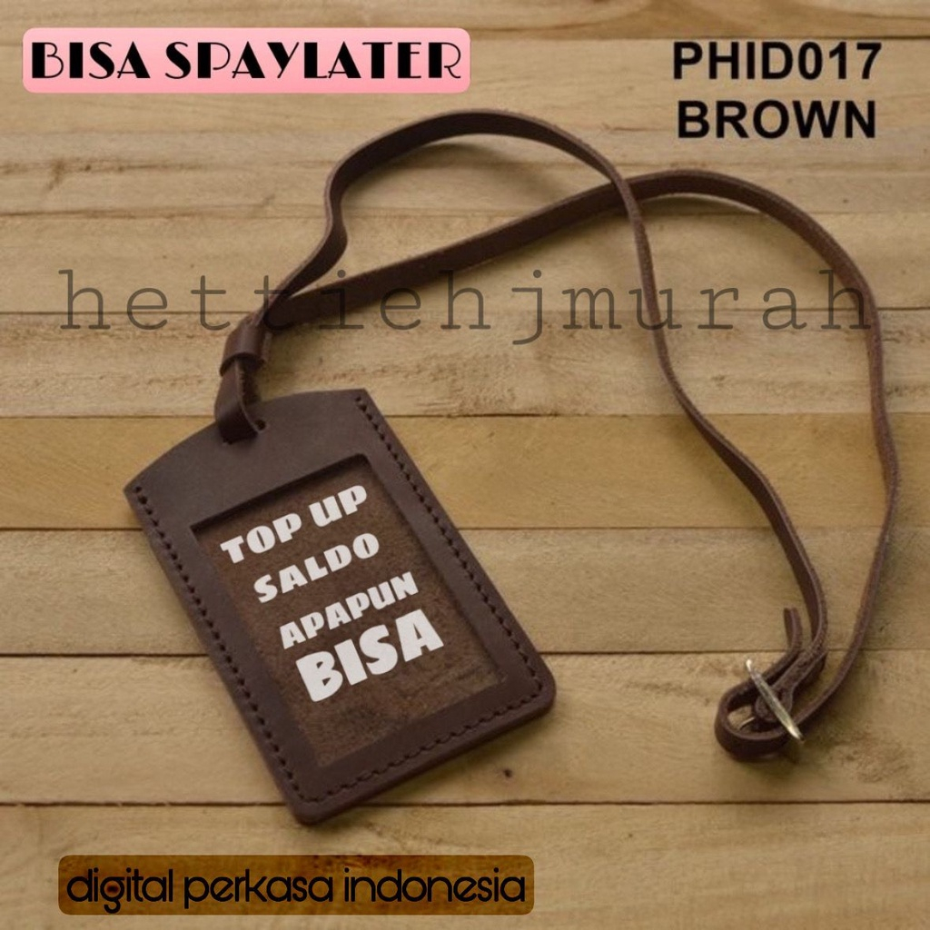 

gantungan ID card kulit asli warna coklat - id card holder PHID017 Terlaris