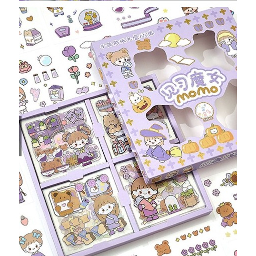 

100 Lembar Stiker Motif viral Kartun Korea Lucu Anti Air Dekorasi Handbook Scrapbook Sticker