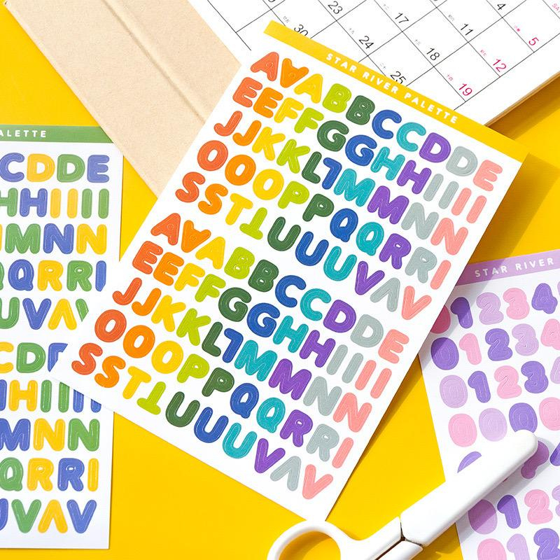 

[Selcyshine] 2 Pcs SET Sticker Alphabet and Number / 2Lembar Set Sticker Huruf dan Angka