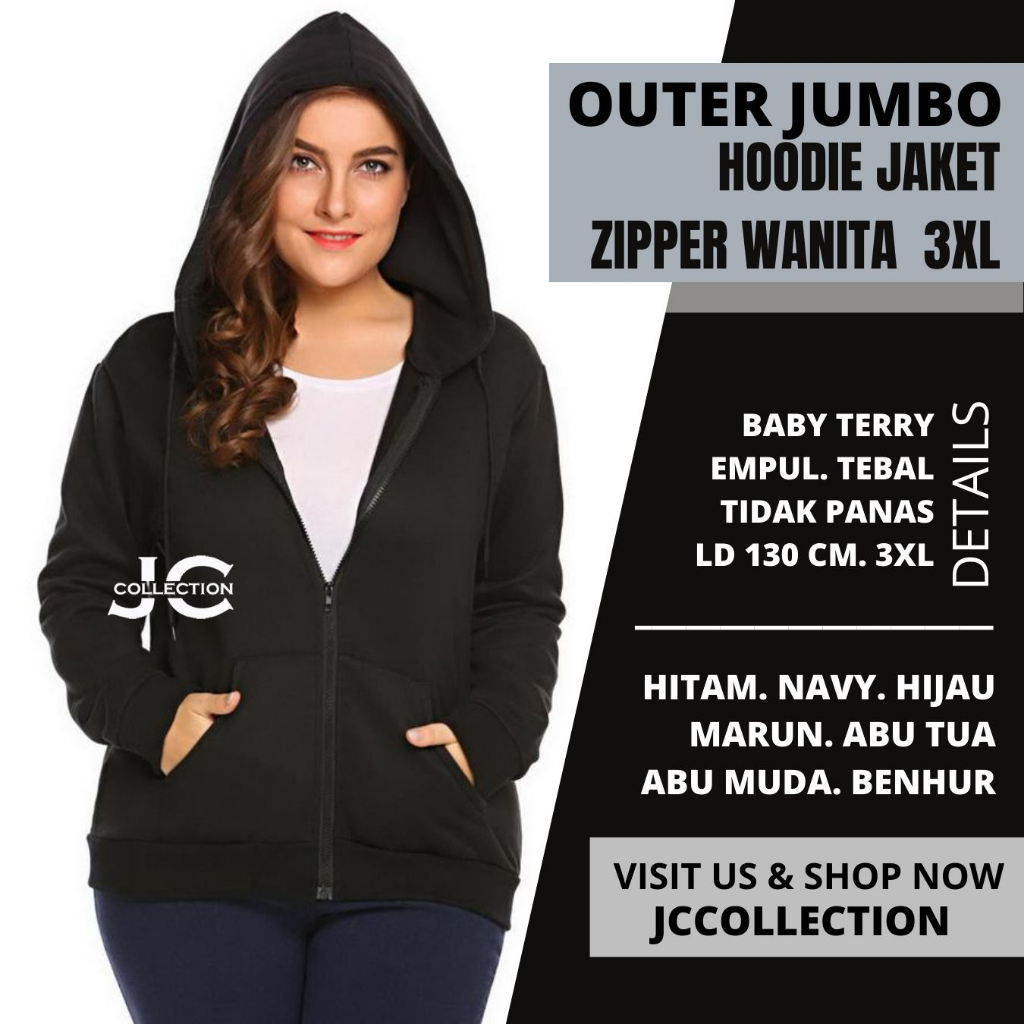 Jaket Wanita Hoodie Zipper 3XL - JCCollections