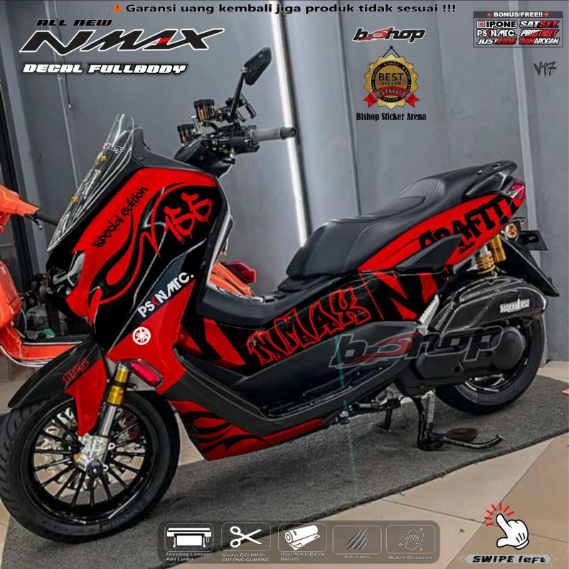 Stiker Decal Motor New Nmax Full Body Variasi Grapiti Merah