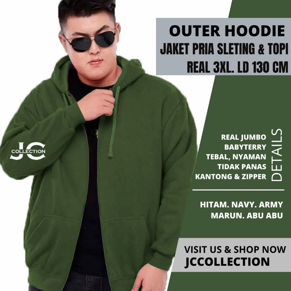 Jaket Resleting Pria Big Size Jumbo Julius 3XL -JCCollections