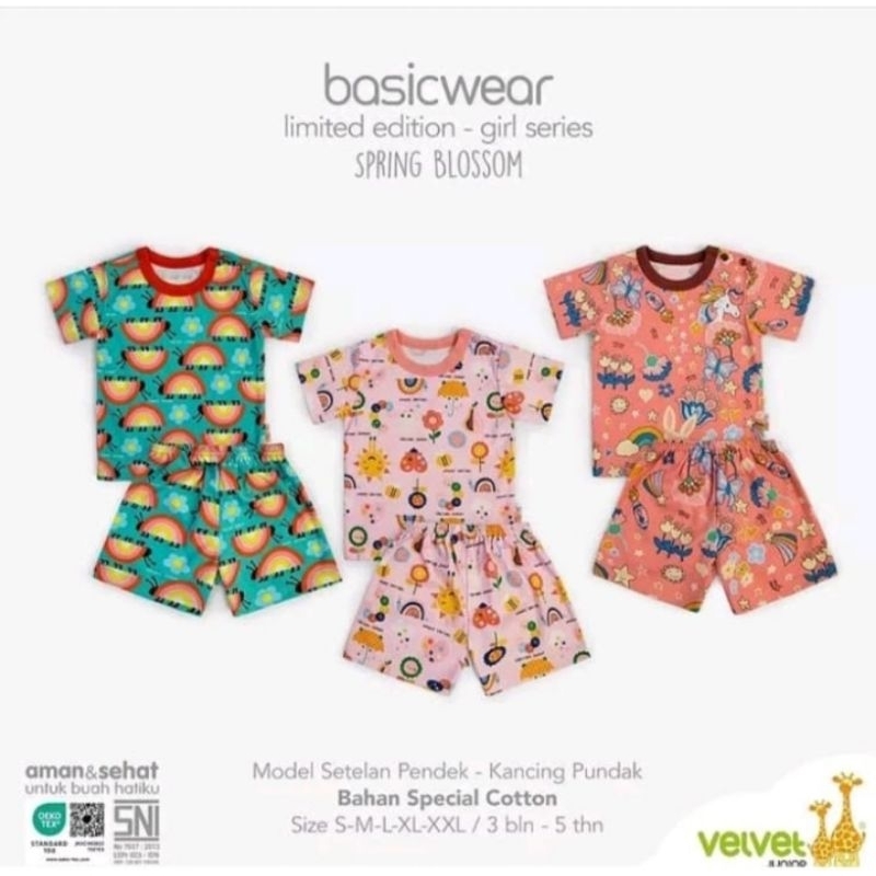 Velvet Junior Stelan Oblong Tangan Pendek Celana Pendek Limited Edition - Girl Series Spring Blossom