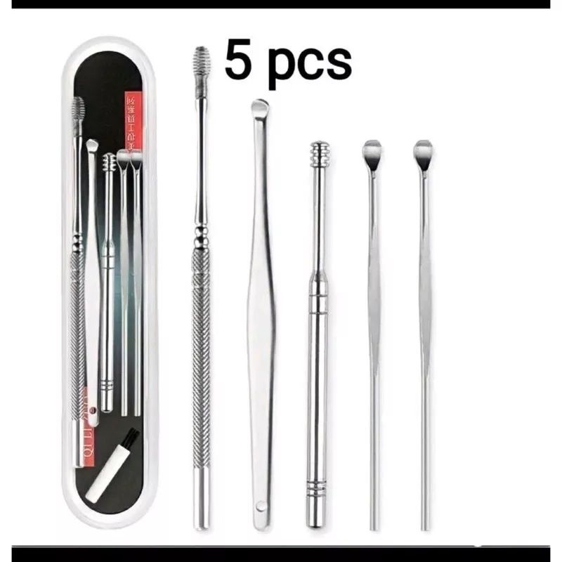 MJ88 Alat Pembersih Korek Kuping Telinga Stainless Steel 5in1 / Alat Korek Kuping Ear Wax /Korek Kuping Set