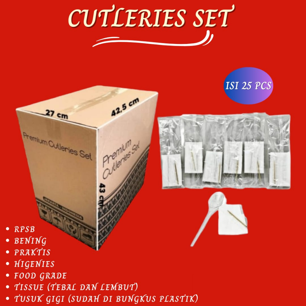 Cutleries Set Sendok Tisu Tusuk Gigi (Isi 25 Set-RPSB)