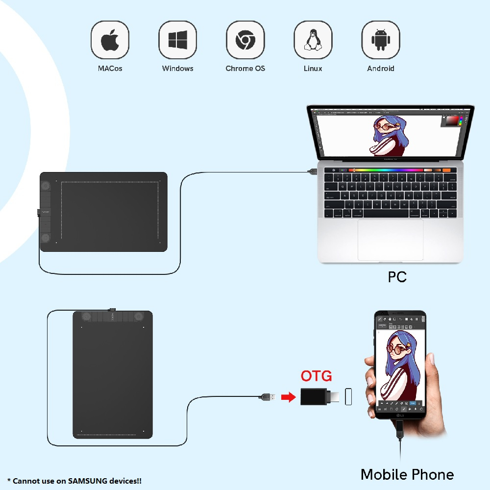VEIKK VK1060 PRO - Digital Graphics Drawing Tablet with Pen Tablet P05