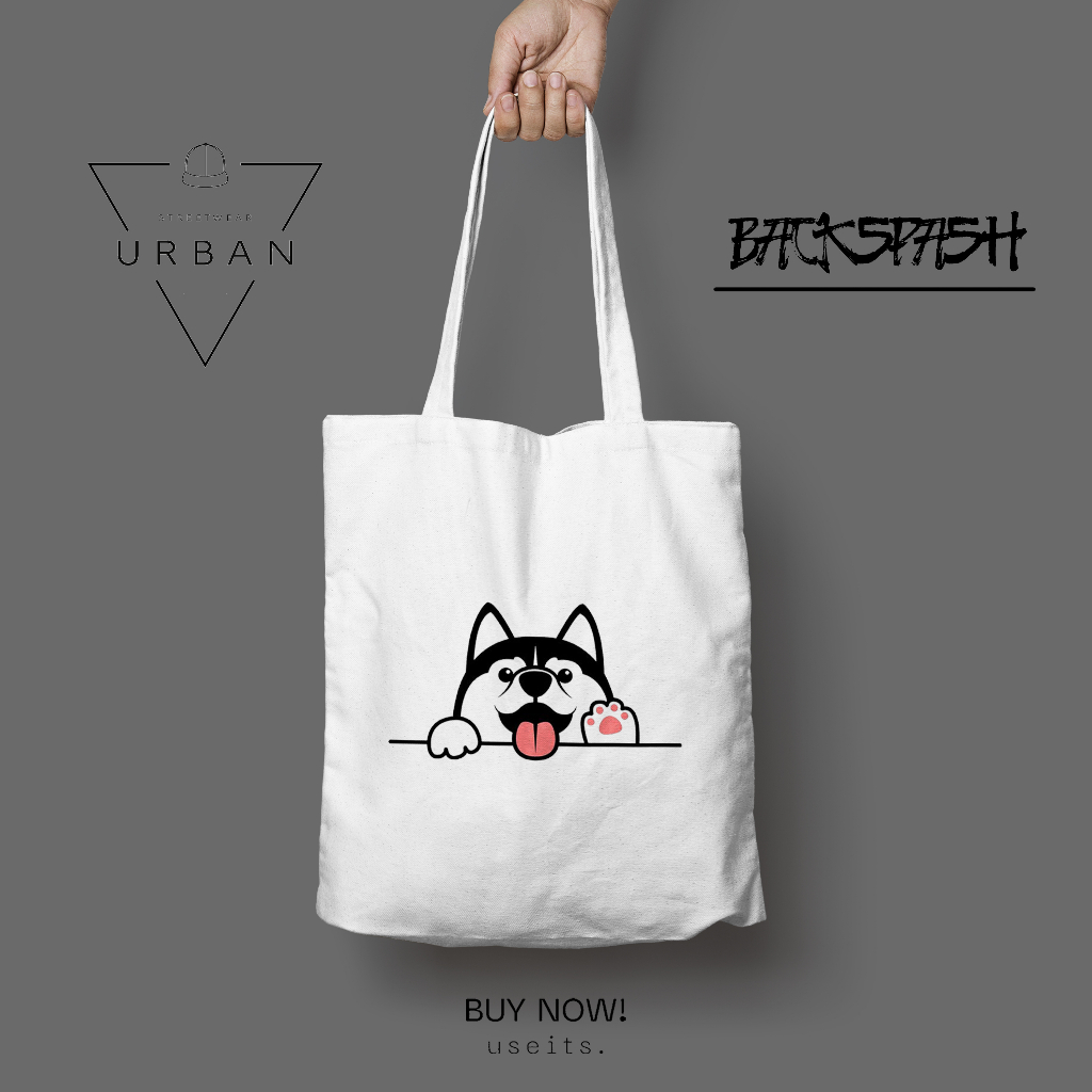 Tas Totebag Kartun Kucing Panda Anjing Wanita Pria